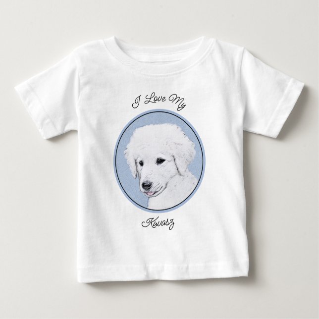 Camiseta Para Bebê Pintura de Kuvasz - Arte de Cachorro Original Boni (Frente)