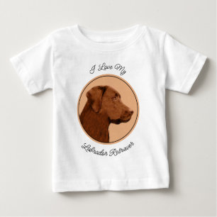 Camiseta Para Bebê Pintura de Labrador Retriever (Chocolate) - Arte C