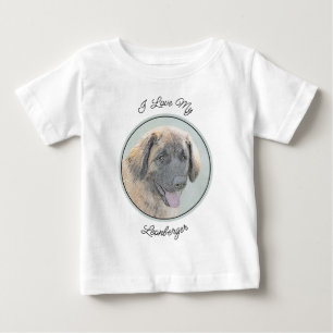 Camiseta Para Bebê Pintura de Leonberger - Arte de Cachorro Original