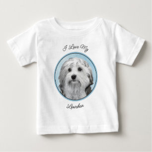 Camiseta Para Bebê Pintura De Lowchen - Arte De Cachorro Original Cus