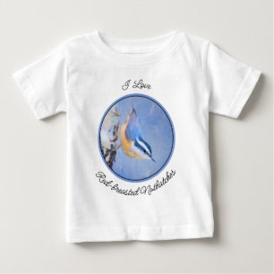 Camiseta Para Bebê Pintura De Pássaros Original De Raça Vermelha