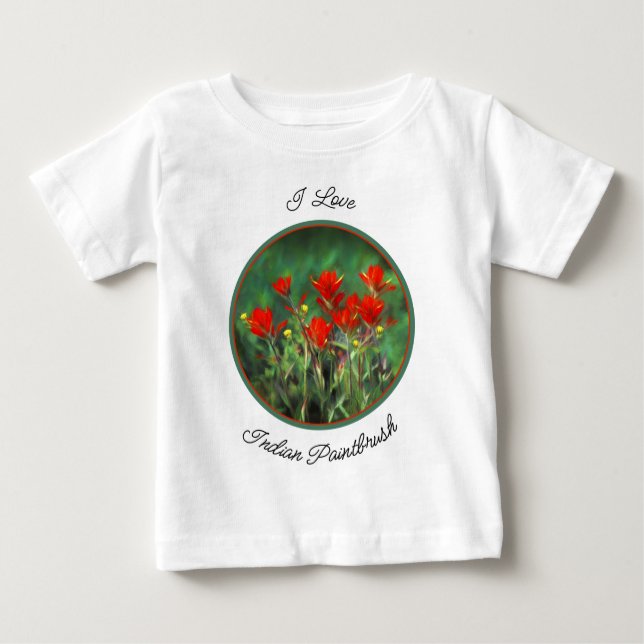 Camiseta Para Bebê Pintura de pincel índio - Arte Flor Original (Frente)