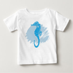 Camiseta Para Bebê Pintura de pincel marinho