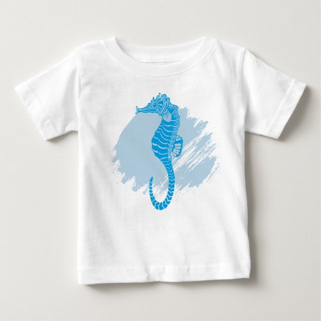 Camiseta Para Bebê Pintura de pincel marinho (Frente)