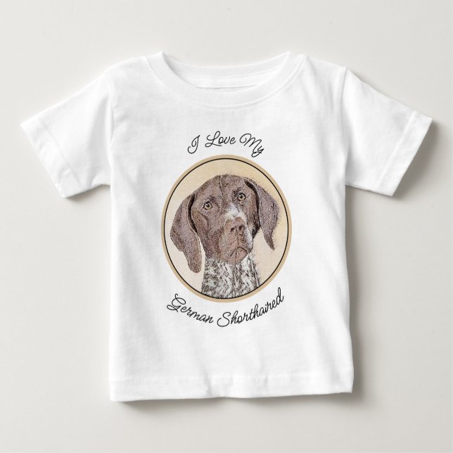 Camiseta Para Bebê Pintura de Ponta em Baixo Alemão - Arte Canina (Frente)