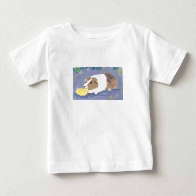 Camiseta Para Bebê Pintura De Porco De Guiné Cachorro Comendo Pintura (Frente)