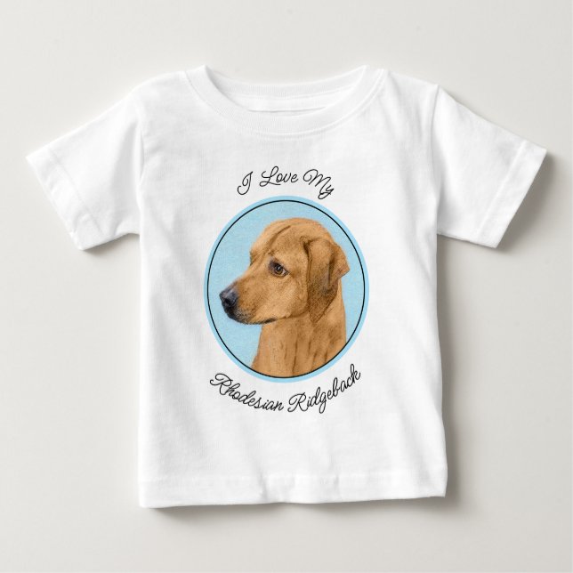 Camiseta Para Bebê Pintura de Rhodesian Ridgeback - Arte Original de  (Frente)