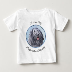 Camiseta Para Bebê Pintura de Sheepdog Bergamasco - Cachorro Original