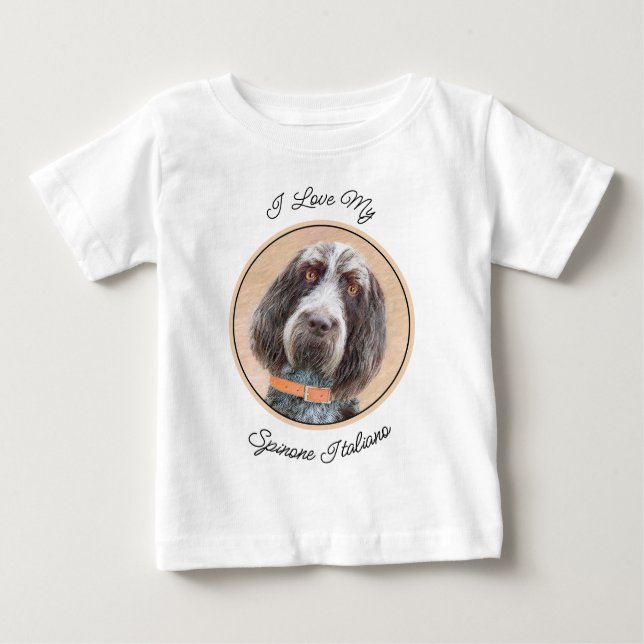 Camiseta Para Bebê Pintura de Spinone Italiano - Arte de Cachorro Ori (Frente)
