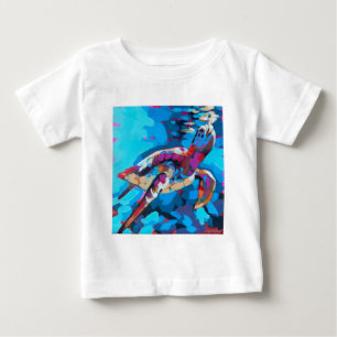 Camiseta Para Bebê Pintura de Tartaruga Marinha - Decoração de Casa d