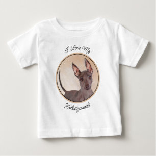 Camiseta Para Bebê Pintura de Xoloitzcuintli - Arte Original de Cacho