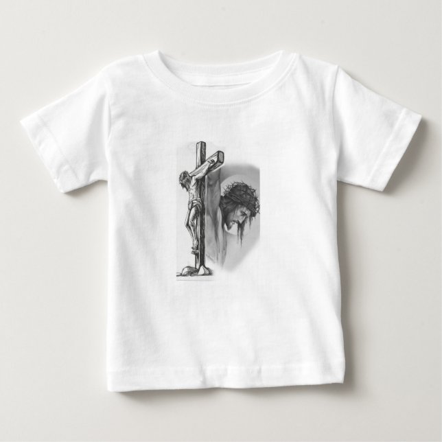 Camiseta Para Bebê Pintura divina de Jesus (Frente)