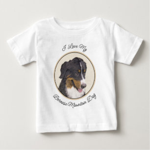 Camiseta Para Bebê Pintura do Cão de Montanha Bernês - Arte Original