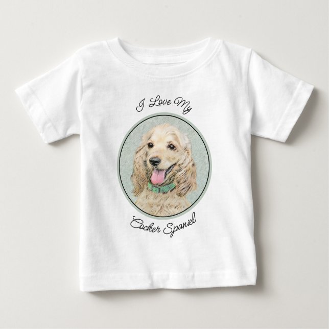 Camiseta Para Bebê Pintura do Cocker Spaniel Buff - Arte Original par (Frente)