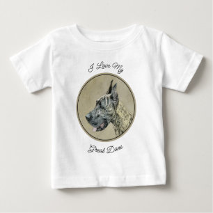 Camiseta Para Bebê Pintura do Great Dane (Brindle) - Arte Original de