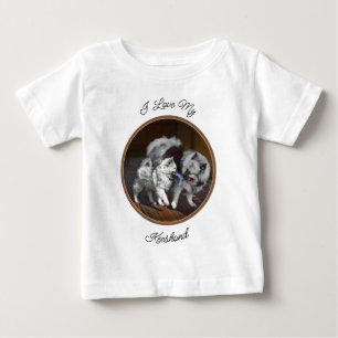 Camiseta Para Bebê Pintura do Keeshond na Hora do Jogo - Arte Origina