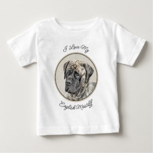 Camiseta Para Bebê Pintura do Mastiff Inglês (Brindle) - Arte Canina