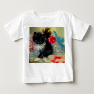 Camiseta Para Bebê Pintura em branco e preto