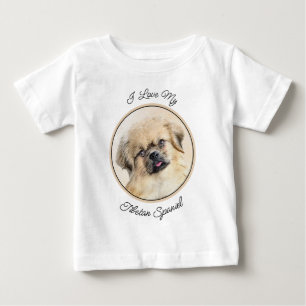 Camiseta Para Bebê Pintura em espanhol tibetano - Arte canina origina