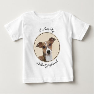Camiseta Para Bebê Pintura em Greyhound Italiano - Arte de Cachorro O
