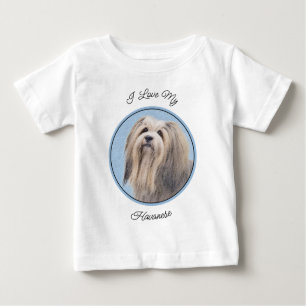 Camiseta Para Bebê Pintura em Havanês (Prata) - Arte Canina Original
