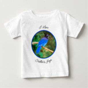 Camiseta Para Bebê Pintura em Jay de Steller - Arte original sobre pá