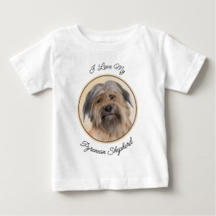 Camiseta Para Bebê Pintura em Pastor Pirenéus - Arte Cachorro Origina
