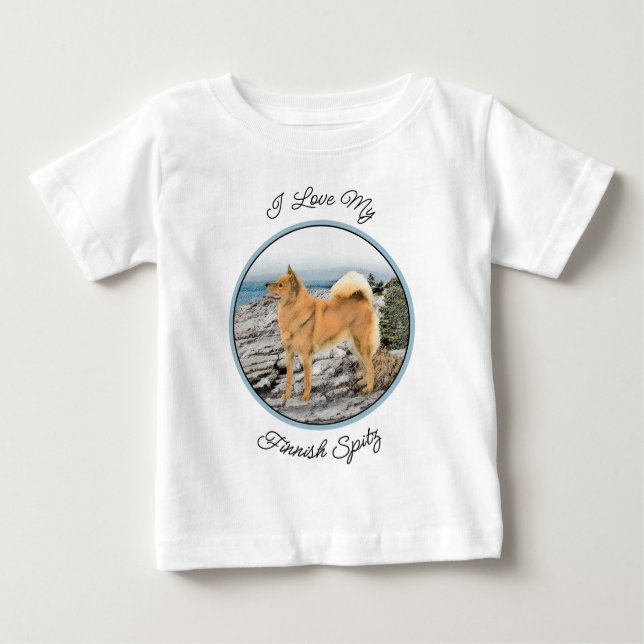 Camiseta Para Bebê Pintura em Seashore - Arte Canina (Frente)