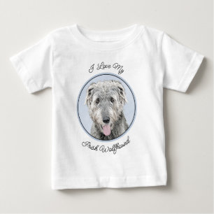 Camiseta Para Bebê Pintura em Wolfhound Irlandês - Arte em Cachorro O