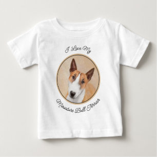 Camiseta Para Bebê Pintura Miniatura Bull Terrier - Arte Original par