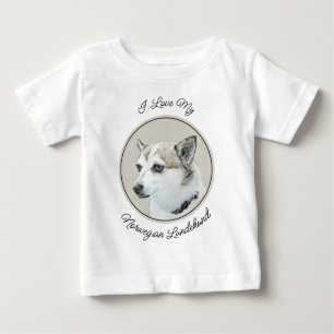 Camiseta Para Bebê Pintura Norueguesa De Lundehund - Arte Original De