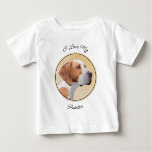 Camiseta Para Bebê Pintura Ponteiro - Arte Cachorra Original