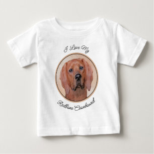 Camiseta Para Bebê Pintura Redbone Coonhound - Arte Original de Cacho