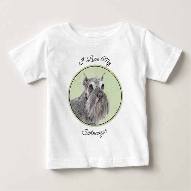 Camiseta Para Bebê Pintura Schnauzer (Giant, Standard) - Arte Canina (Frente)