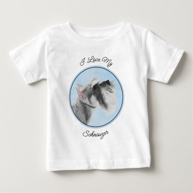 Camiseta Para Bebê Pintura Schnauzer (Giant, Standard) - Arte Canina (Frente)