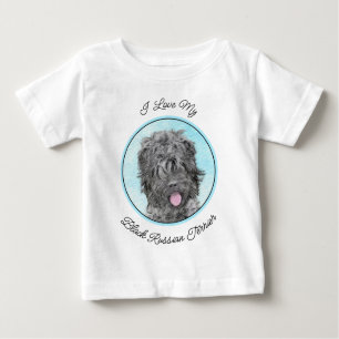 Camiseta Para Bebê Pintura Terrier russa negra - Cachorro original bo
