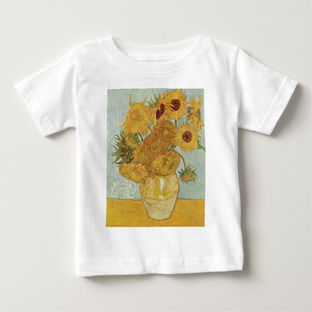Camiseta Para Bebê Pinturas de Van Gogh:Van Gogh Sunflower (Frente)