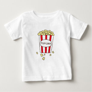 Camiseta Para Bebê Pipoca do cinema do divertimento no balde branco