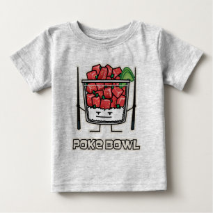 Camiseta Para Bebê Pique o aku dos chopsticks da salada dos peixes