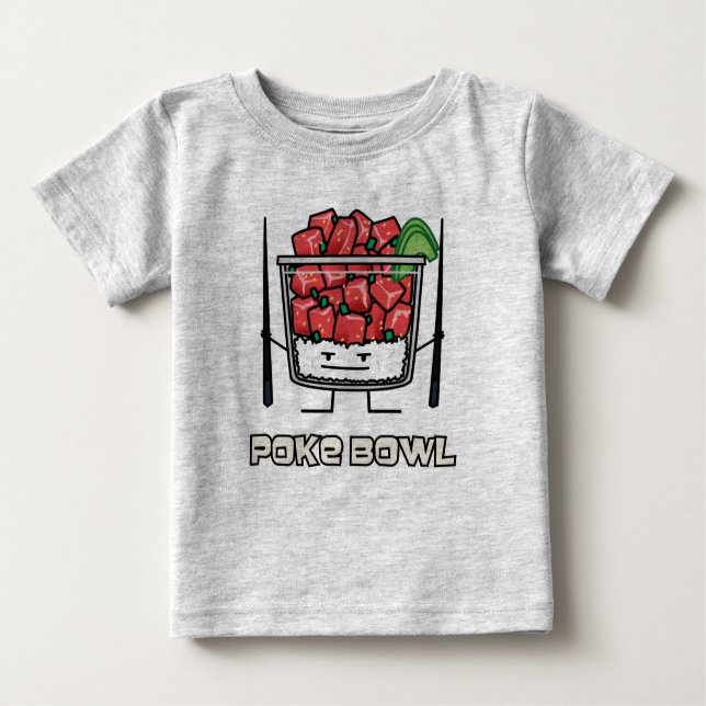 Camiseta Para Bebê Pique o aku dos chopsticks da salada dos peixes (Frente)