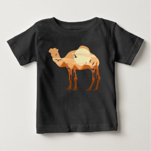 Camiseta Para Bebê Pirâmides de Camelo do Egito Deserto Pôr do Sol