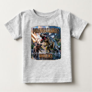 Camiseta Para Bebê Piranhasaurus Destrói Fotográfico – Engraçado Assu