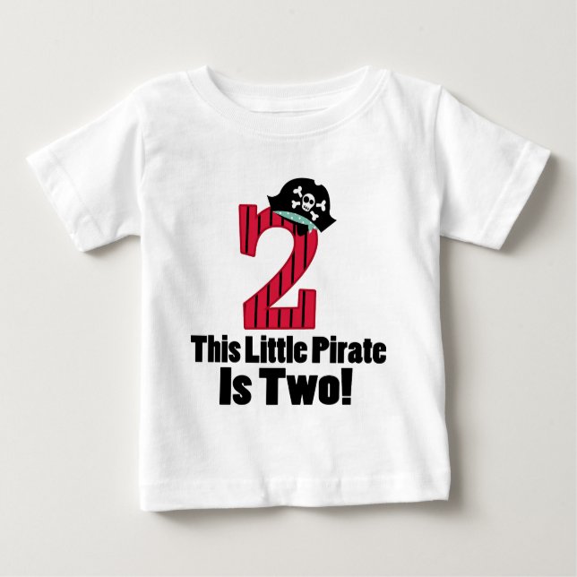 Camiseta Para Bebê Pirata bonito do segundo aniversário (Frente)