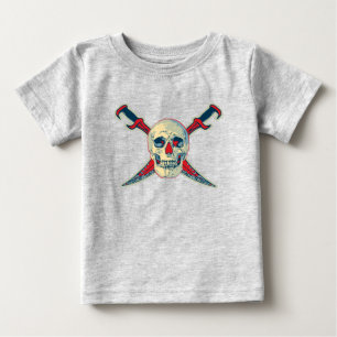 Camiseta Para Bebê Pirata (Caveira) - T-Shirt de Jersey Fino para Beb