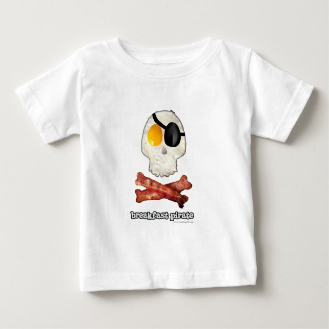 Camiseta Para Bebê Pirata de café da manhã... (Frente)