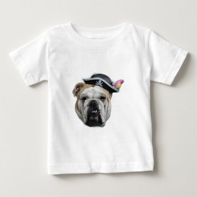 Camiseta Para Bebê Pirate Bulldog (Frente)