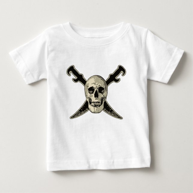 Camiseta Para Bebê Pirate (Caveira) - Baby Fine Jersey T Shirt (Frente)
