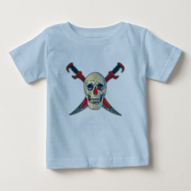 Camiseta Para Bebê Pirate (Caveira) - Baby Fine Jersey T Shirt (Frente)