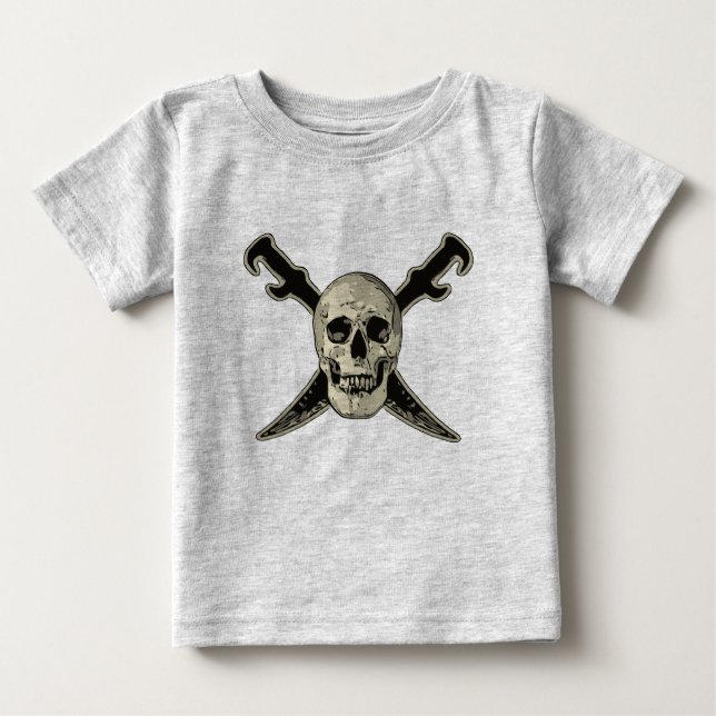 Camiseta Para Bebê Pirate (Caveira) - Baby Fine Jersey T Shirt (Frente)