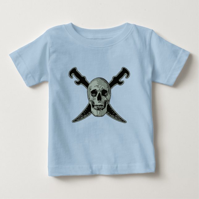 Camiseta Para Bebê Pirate (Caveira) - Baby Fine Jersey T Shirt (Frente)